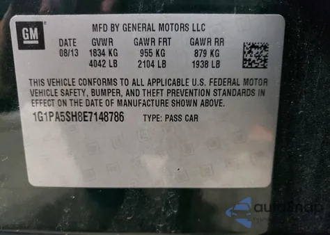 2014 Chevrolet Cruze Ls z USA, uszkodzony, nr VIN 1G1PA5SH8E7148786